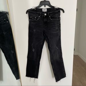 Zara Black Low Rise Distressed Jeans